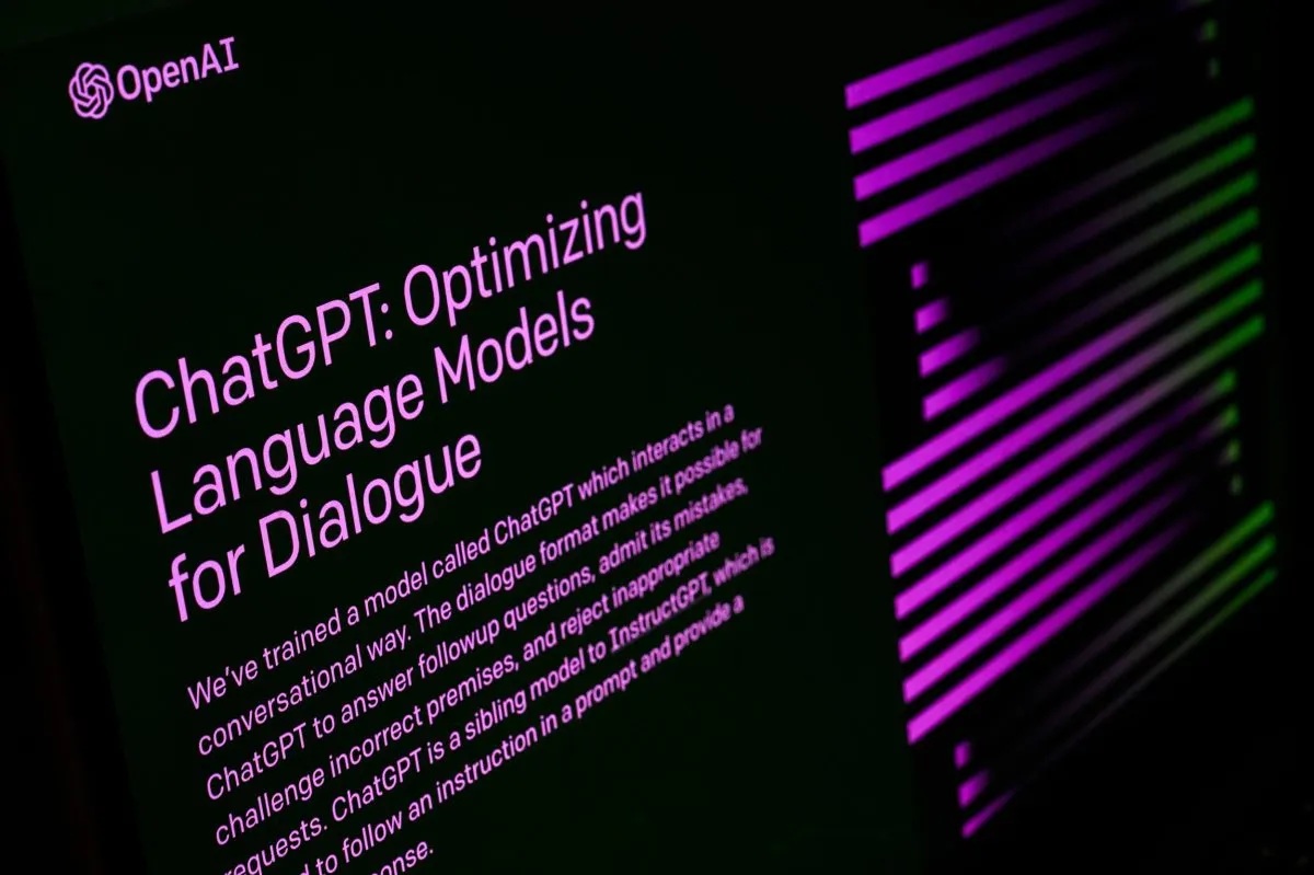 OpenAI ChatGPT announcement on a screen